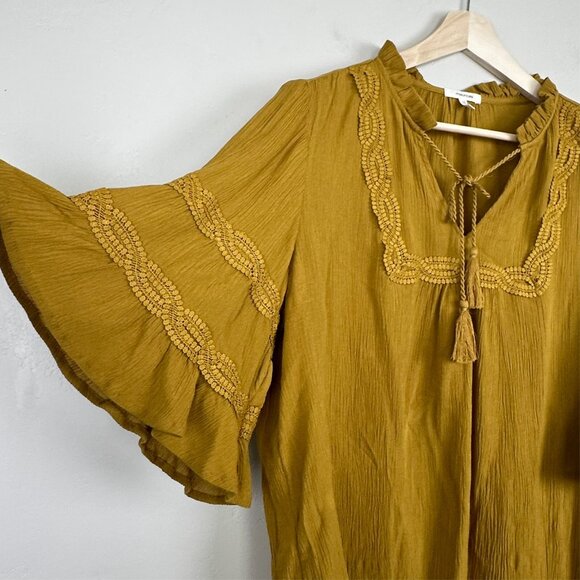 Tunic Women L Tassel Tie Lace‎ Peasant Boho Fairy Renaissance Hippie Western - Picture 3 of 10